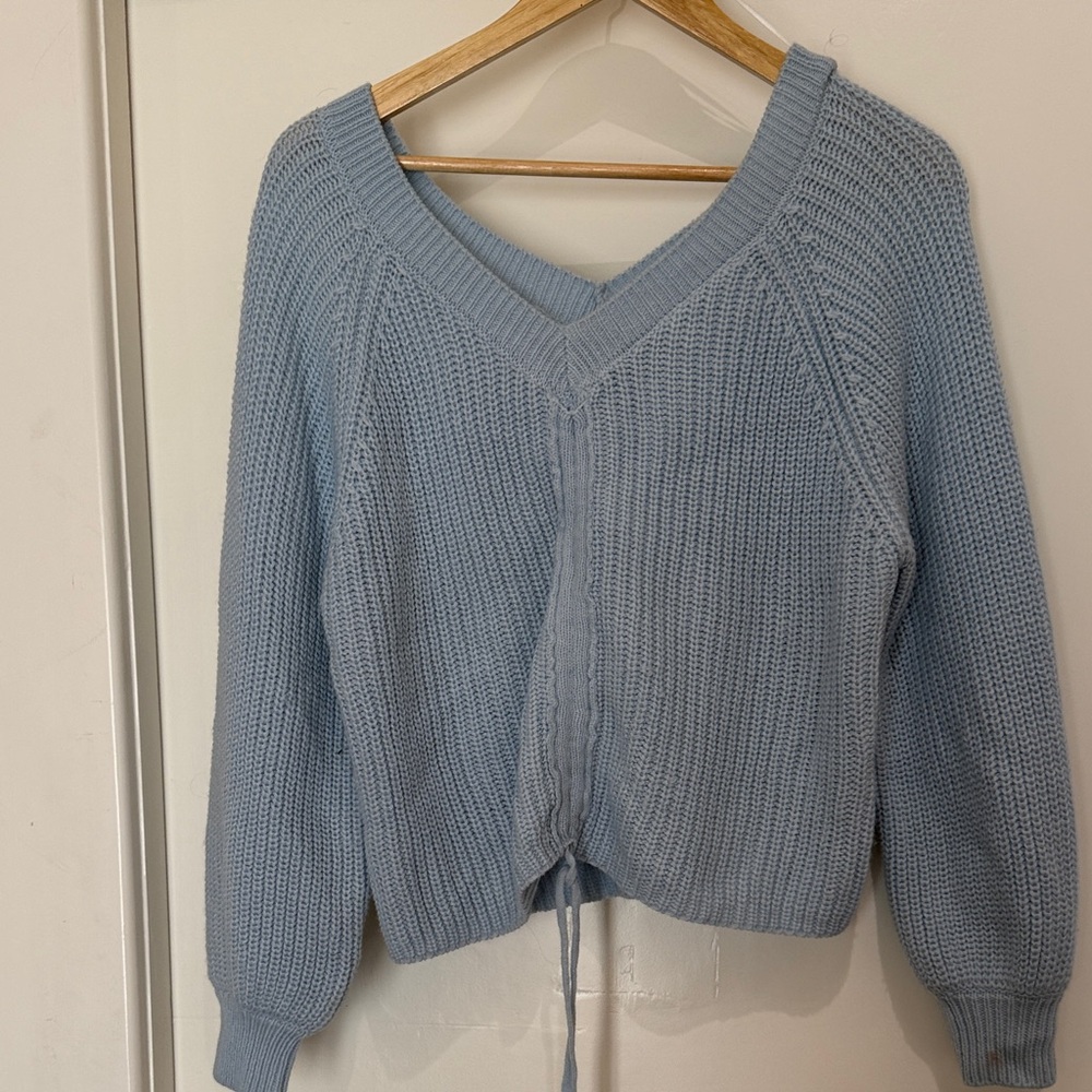 My Michelle Sky Blue V-Neck Sweater